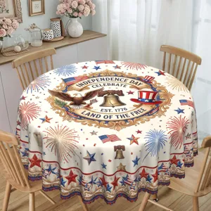 Nappe Jour de l'Indépendance Impression Drapeau Étoilé Patriotique Polyester Anti-poussière Housse de Table Pour Cuisine Fête Décoration