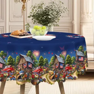Nappe ronde du Jour de l'Indépendance nappe patriotique camion rouge grange en polyester