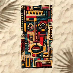 Abstract art print beach towel quick dry polyester lightweight fabric for seaside vacation swim