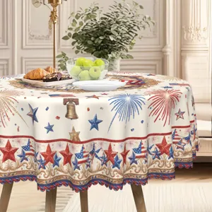 Nappe ronde fête nationale américaine polyester étoile rayée décoration de table