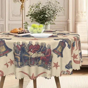 Tovaglia rotonda Giorno dell'Indipendenza 1776-2026 copritavola in poliestere patriottico
