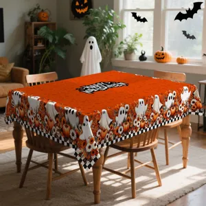 Nappe Halloween impermeable polyester automne decoration table manger citrouille fantome