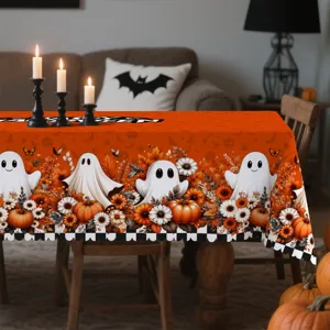 Nappe d'Halloween orange motif fantôme citrouille mignon polyester déco de table chic