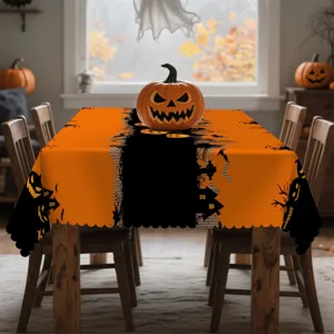 Nappe d'Halloween en polyester festive housse de table à manger étanche déco maison
