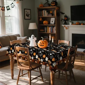 Nappe Halloween polyester decoration interieure table a manger etanche anti poussiere