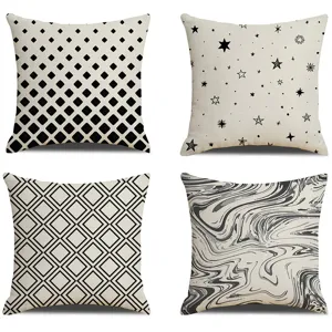Modern Minimalist Geometric Linen Throw Pillow Cover Abstract Line Dot Printed Decorative Cushion Cover For Living Room Sofa Home Decor