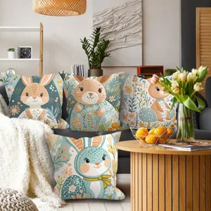 Osterhase Kissenbezug süßes Ei dekorative Kissenhülle für Wohnzimmer Sofa Schlafzimmer Party