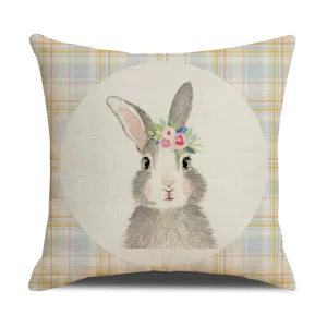 Federa per cuscino con coniglietto di pasqua in lino copricuscino decorativo divano
