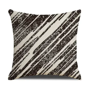 Modern geometric linen throw pillow cover, abstract striped sofa cushion cover for home.
