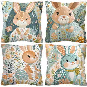 Osterhase Kissenbezug Set, süße Blumen Osterei dekorative Kissenhülle für Sofa Bett.