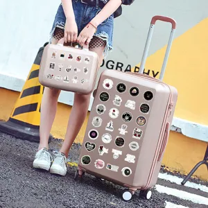 Detailed scene showing dark romance waterproof stickers applied on luggage for daily decoration.