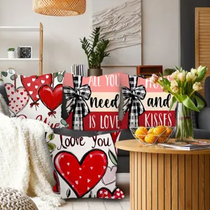 Valentine's Day decorative throw pillow covers set, cute heart printed peach skin velvet.