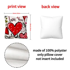 Valentine's Day cartoon love heart printed throw pillow cover, peach skin sofa cushion case.