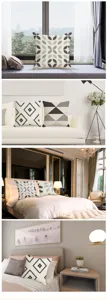 Modern geometric throw pillow covers linen decorative cushion cases for home sofa bedroom decor.
