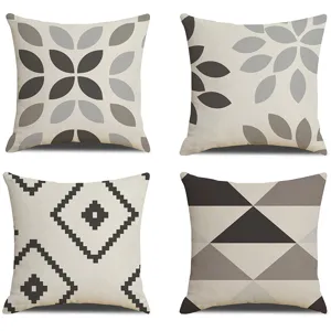 Modern Minimalist Linen Pillow Cover Geometric Grid Throw Pillow Case Decorative Cushion Cover For Sofa Living Room Home Decor