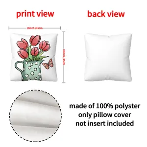 Tulip Flower Pillow Cover 18x18 Inch Decorative Polyester Cushion Case for Sofa Home Decor