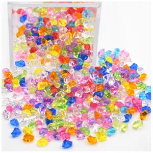 Colorful acrylic ice cubes crystal crushed stones decorative vase fillers in clear box