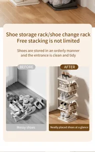 Multi-layer shoe storage rack for entryway, vertical space saver shoe organizer shelf.