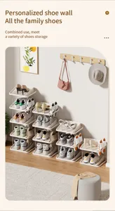 Modular shoe rack for entryway, multi-layer space-saving shoe storage shelf organizer.