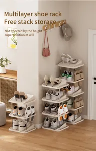 Multilayer shoe rack home entry dorm space saving narrow plastic metal shoe storage shelf