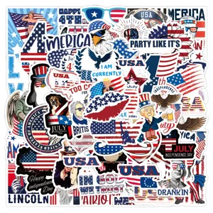 50pcs American Independence Day waterproof stickers for water bottle luggage skateboard laptop