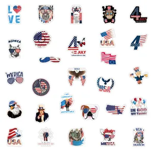 50pcs 4th of July American Independence Day waterproof stickers set for laptop water bottle.