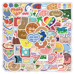 100pcs aesthetic oil painting style cartoon stickers waterproof cute stationery laptop decal