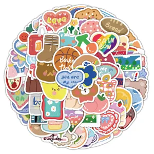 Healing Oil Painting Style Cartoon Journaling Stickers Waterproof Aesthetic Stationery Decals For Luggage