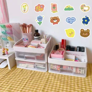 Healing oil painting style cartoon journaling stickers waterproof cute laptop decor.