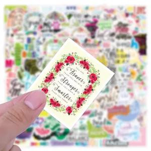 Inspirational quote decorative sticker with floral border for laptop water bottle luggage.