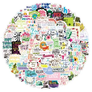 100pcs waterproof inspirational English quote stickers for luggage laptop phone case.