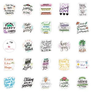 Waterproof motivational quote stickers pack, vinyl aesthetic decals for laptop and water bottle.