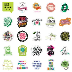 Waterproof inspirational quote stickers set for laptop, water bottle, phone case and luggage.