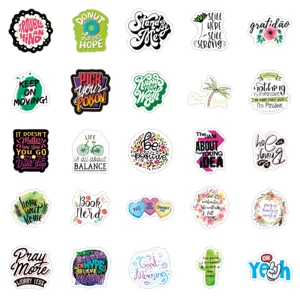 Motivational quote waterproof stickers pack for laptop, luggage, and car decoration.