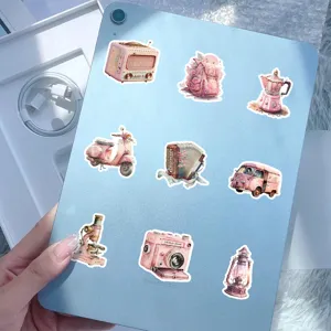 Paquete de pegatinas vintage rosa retro impermeables estéticas para portátil tableta 60pcs