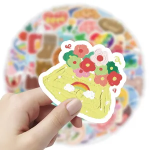 Healing oil painting cartoon stickers waterproof journaling decorative decal for suitcase
