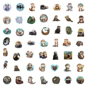 Cute otter stickers waterproof vinyl decals for laptop water bottle journaling 50pcs