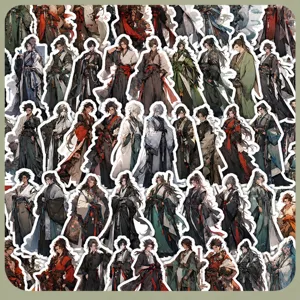 Ancient anime style waterproof stickers set for notebook, luggage and skateboard decoration.