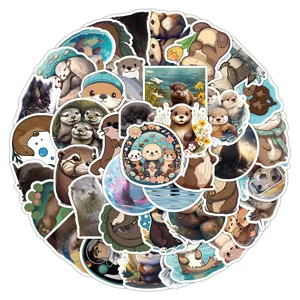Cute Otter Cartoon Waterproof Stickers DIY Decals For Phone Laptop Journal Decorative Vinyl Waterproof Stickers