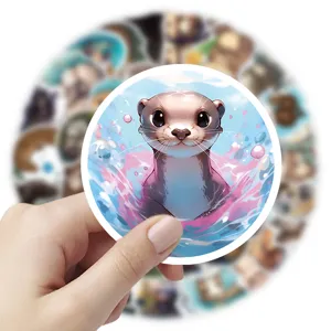 Cute cartoon otter waterproof sticker for phone laptop journal diary DIY decoration.