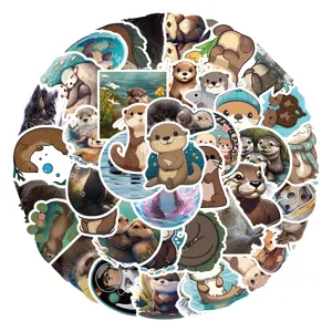 Cute cartoon otter waterproof stickers pack for DIY phone laptop and notebook decoration.