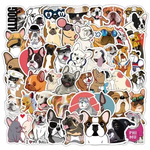 Set di adesivi impermeabili carini con bulldog per laptop skateboard bottiglia valigia.
