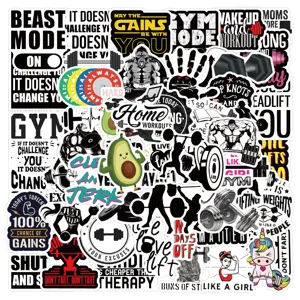 50pcs Fitness Gym Motivation Stickers Waterproof Vinyl Decals for Water Bottles Laptop Helmet