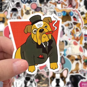 Adesivo bulldog gentiluomo figo impermeabile in vinile per laptop skateboard decoro