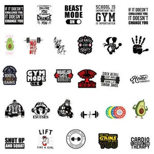 Gym motivational waterproof graffiti stickers pack for water bottle laptop helmet decor.
