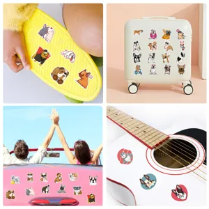 Adesivi carini impermeabili con bulldog per skateboard valigia chitarra decoro 50pz