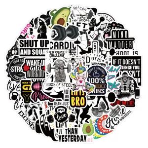 Gym fitness waterproof graffiti stickers decorative decals for helmet laptop sport motivational pack