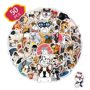 Simpatici Adesivi Impermeabili per Bulldog Francese Cartoon per Bottiglia d'Acqua Valigia Skateboard Laptop Notebook Diario Decorazione