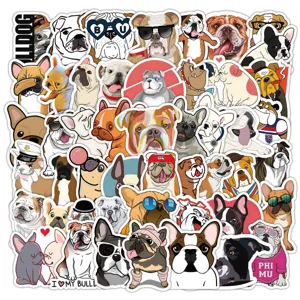 50 Pz Carino Bulldog Adesivi Impermeabili per Bottiglia Acqua Laptop Skateboard Valigia