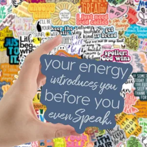 Inspirational quote waterproof sticker pack, aesthetic motivational decal for laptop water bottle.